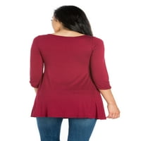 Comfort Apparel femei Ruched Maneca Swing tunica Top