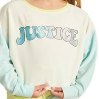 Justice Girls Top Cu mânecă lungă și picior despicat scurt, Set de pijama din 2 piese, Dimensiuni 5 și Plus