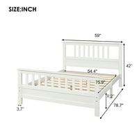 Aukfa cadru de pat cu platformă din lemn de dimensiuni mari, cu tăblie și picioare pentru dormitor Aldult pentru Copii-Alb
