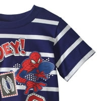 Spider-Man Toddler băiat dungi Tricou & Franceză Terry pantaloni scurți costum Set