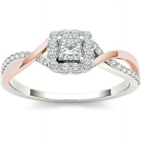 Carat TW diamant roz două tonuri Criss-Cross Gamba single Halo 10kt aur alb inel de logodna