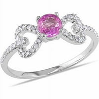 Carat T. G. W. safir roz și Carat T. W. diamant 10kt inel din Aur Alb