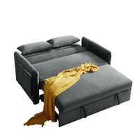 59,5 Canapea Extensibilă Convertibilă-Canapea Extensibilă Pat De Dormit-Canapea Din Catifea Loveseat Mobilier Sufragerie-Perne Spătar Reglabil-Gri