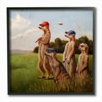 Colecția Stupell Home Decor Meerkats jucând Golf în Pălării și ochelari de soare pictură încadrată Giclee Texturized Art, 12