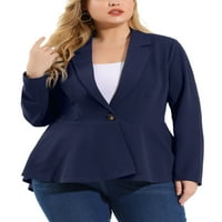 Chilipiruri unice femei Plus Dimensiune Maneca Peplum Notch panou Casual Blazers