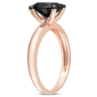 Carat T. W. diamant negru 14kt aur roz Oval Solitaire inel de logodna