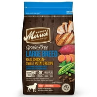 Merrick Fără Cereale Rețetă Reală De Pui Și Cartofi Dulci Hrană Uscată Pentru Câini De Rasă Mare, Lb