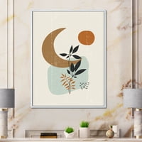 Designart 'Abstract Moon And Sun cu plante minime' modern Framed Canvas Wall Art Print