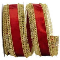 Hârtie catifea plus Regal franjuri cu fir margine panglică, roșu, 2.5 în 5YD, per pachet