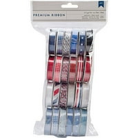 American Crafts Americana Value Premium Ribbon 24 Bobine-Grosgrain, Satin, Pur Și Sfoară, 4 ' Fiecare