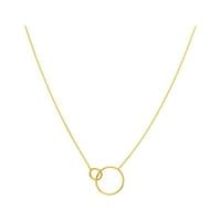 14k Galben Aur femei reglabil 18 Cablu lanț colier cu centralizare cercuri