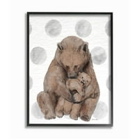 Stupell Industries pepinieră urs și pui ilustrare buline neutre încadrate design de artă de perete de Daphne Polselli, 11 14