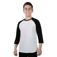 Athletic Works Tineret maneca Raglan baseball Tee, Negru, Dimensiune XS