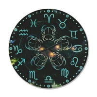 Designart 'Scarabei Cu Astrologie' Ceas De Perete Modern Din Lemn