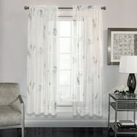 Semi-pur alb Multicolor Voile Fabric fereastra cortina panou cu peste ferigă imprimare 52lățime de 63 sau 84 lungime