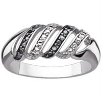 Diamant Accent Sterling Silver alb-negru Wide Swirl Band