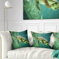 Designart mare Turtle înot-Animal arunca perna-16x16