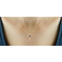 Bijuteriiclub Carat T. G. W. ametist și diamant alb Accent aur 14K peste argint pandantiv, 18