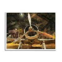 Stupell Industries Abstract Jet Avion elice avion cuier scena picturi Alb înrămate arta Print arta de perete, 30x24