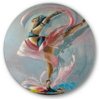 Designart 'fată care dansează grațios în draperii Roz' artă tradițională de perete din metal cerc-Disc de 11